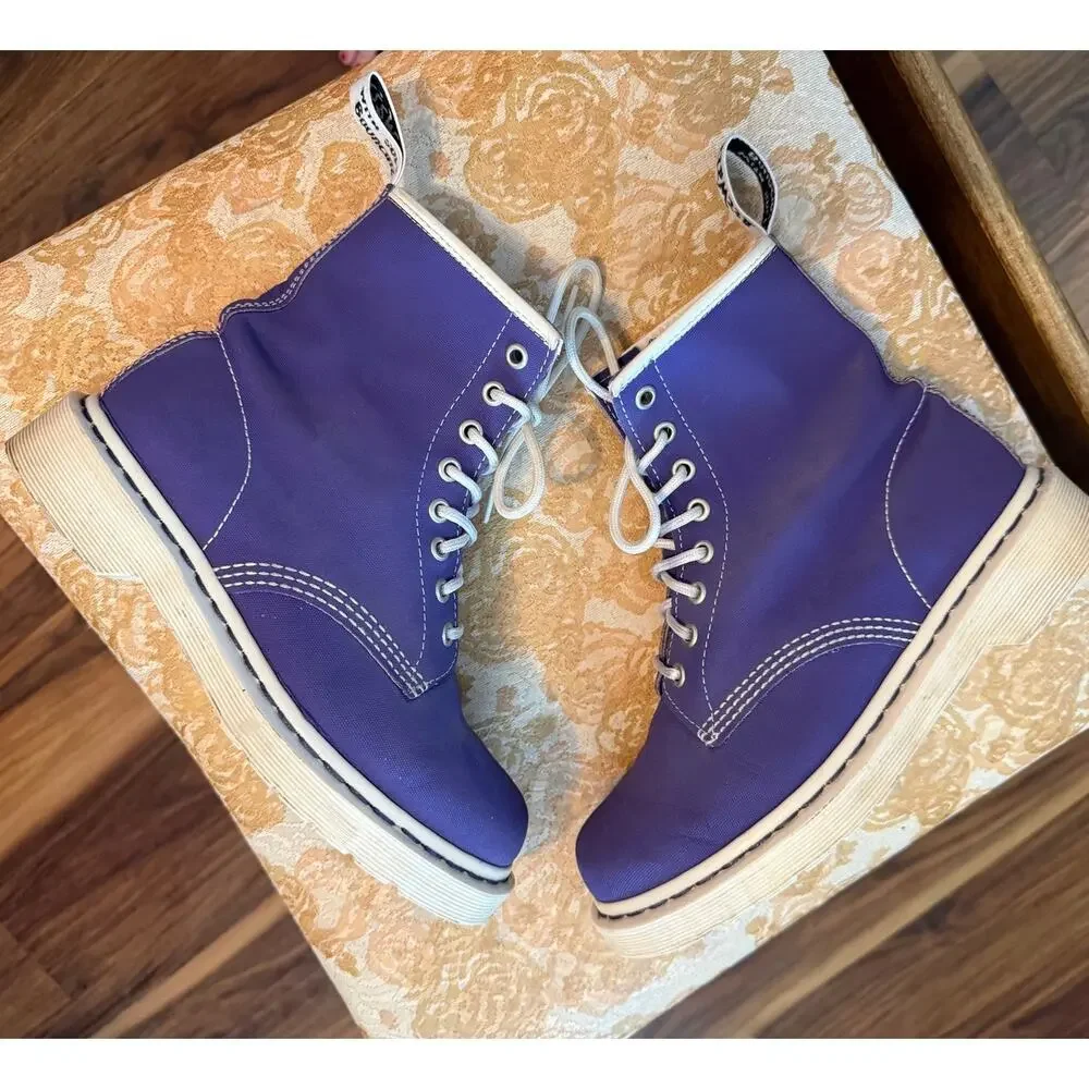 Vintage Doc Martens Dr. 13450 Purple White Combat Boots 7 Womens Tectuff